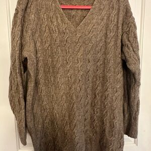 H&M V-Neck Cable Knit Sweater - Brown